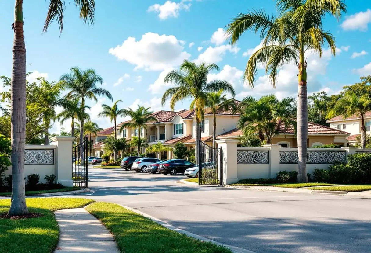 A single-story South Florida home with a paved driveway and mature landscaping